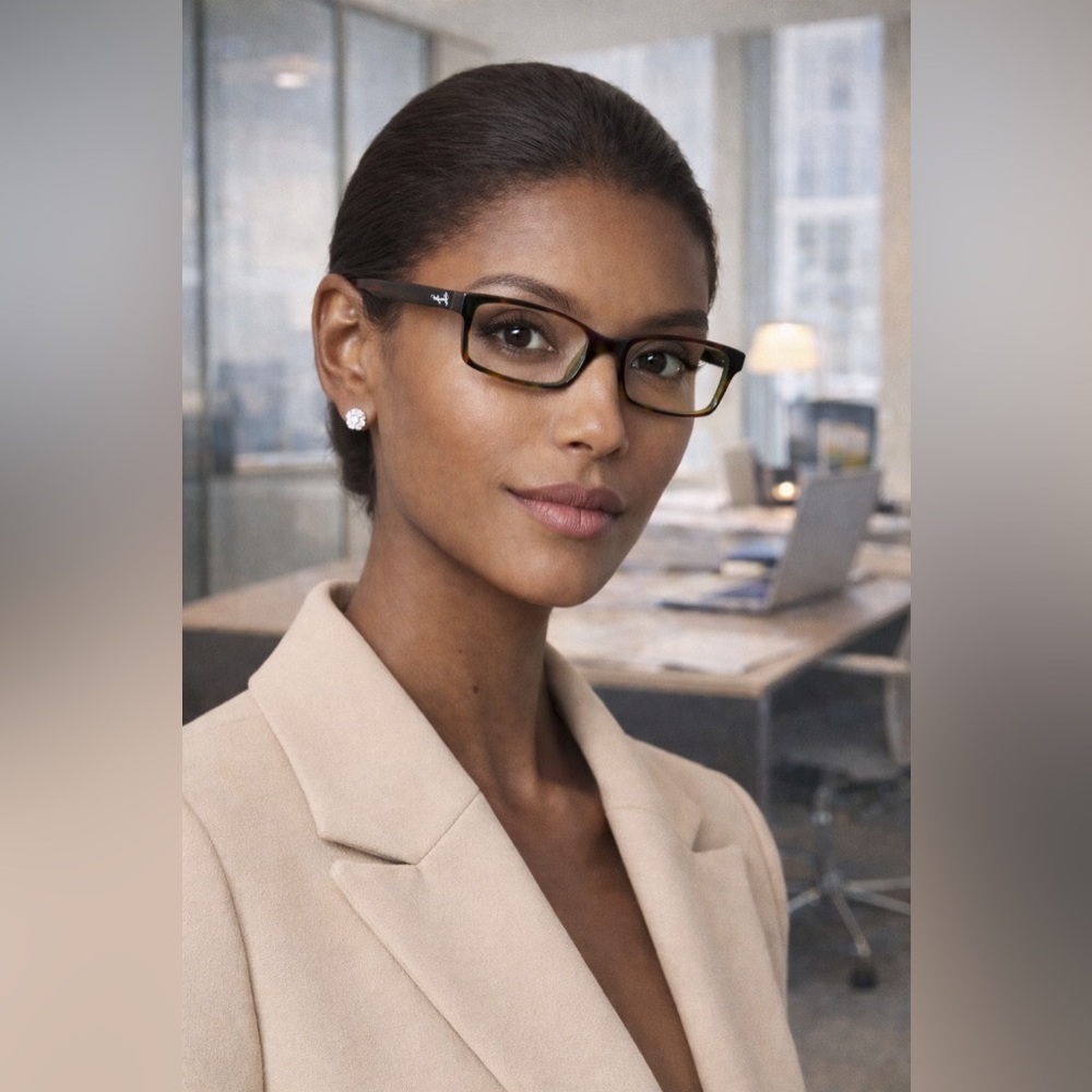 Ray-Ban Women's Havana on Green Rectangular Shaped Eyeglasses RB 5187 2445